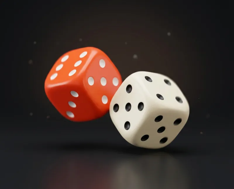 Dois dados de jogar caindo no ar: pura sorte